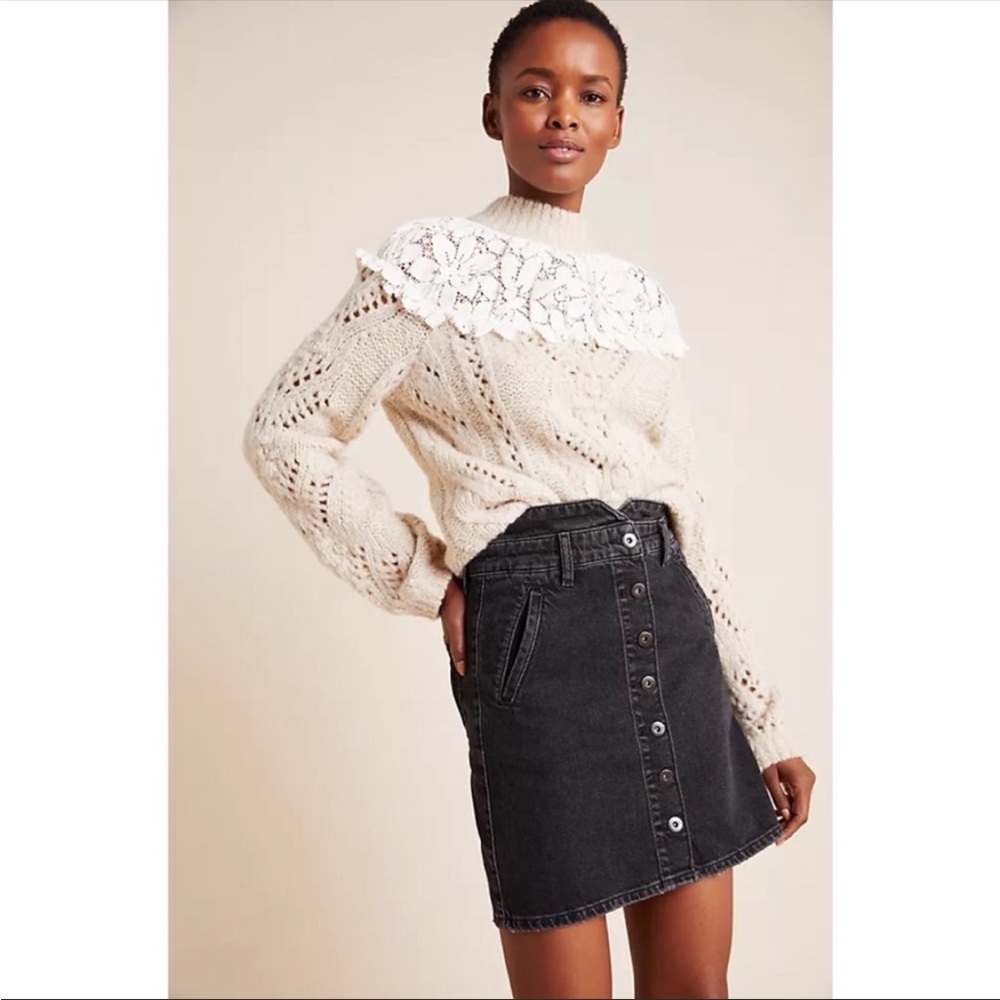Anthropologie Pilcro and the Letterpress Denim High Waisted Mini Skirt size 2